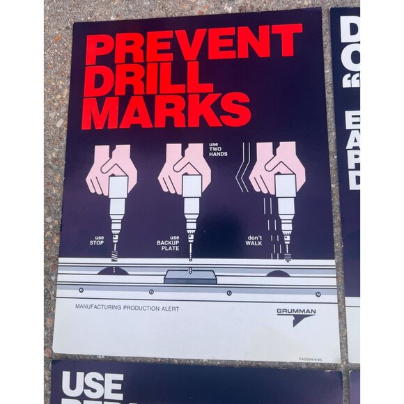 Grumman Aerospace 1985 Production Alert Safety Posters (Set of 4) - Picture 2 of 6